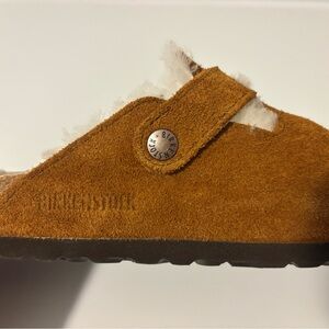 Birkenstock Brown Suede Shearling Clogs